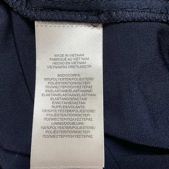 CHAPS Navy Blue Ruffle Sheath Dress Long Sleeve Crew Neck Jersey Knit Sz XL - Picture 9 of 11